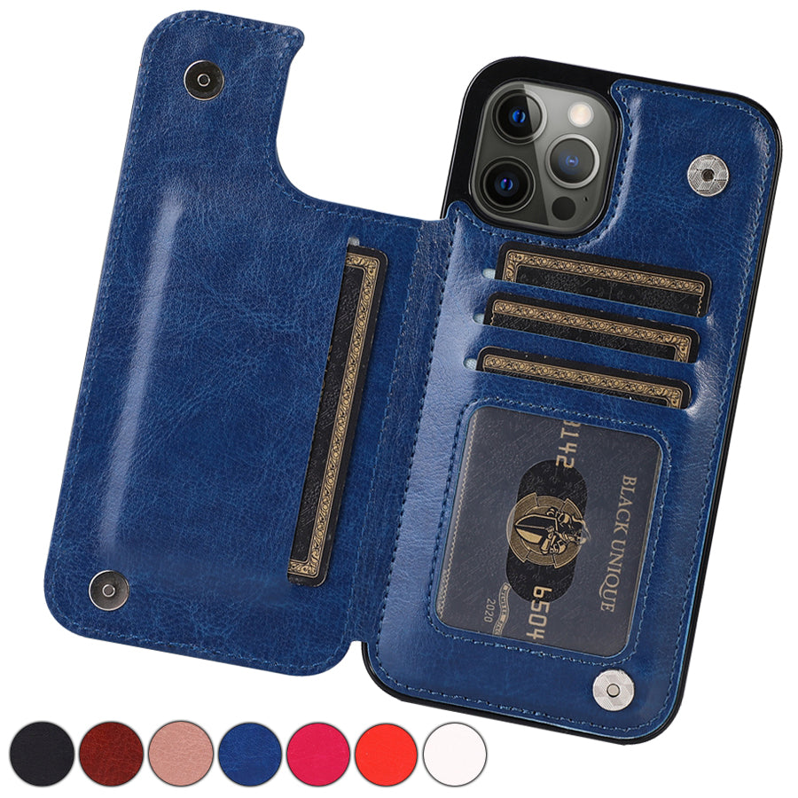Premium iPhone Case Flip Wallet MagSafe Compatible Leather RFID Blocking Card Holder Magnetic Closure Shockproof Protective Cover Camera Lens Protection Stand Function