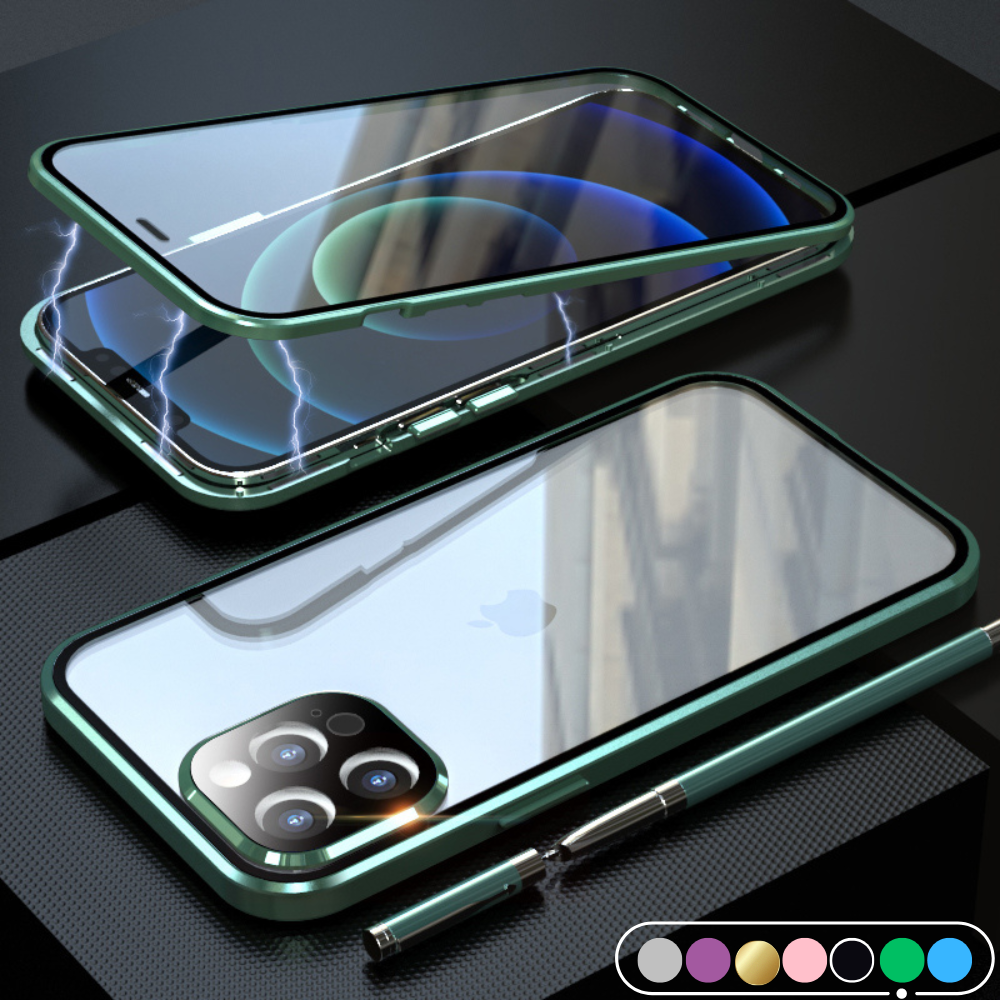 Premium iPhone Case MagSafe Compatible Aluminum Frame Tempered Glass Shockproof Protective Cover 360 Full Body Transparent Design Camera Lens Protection