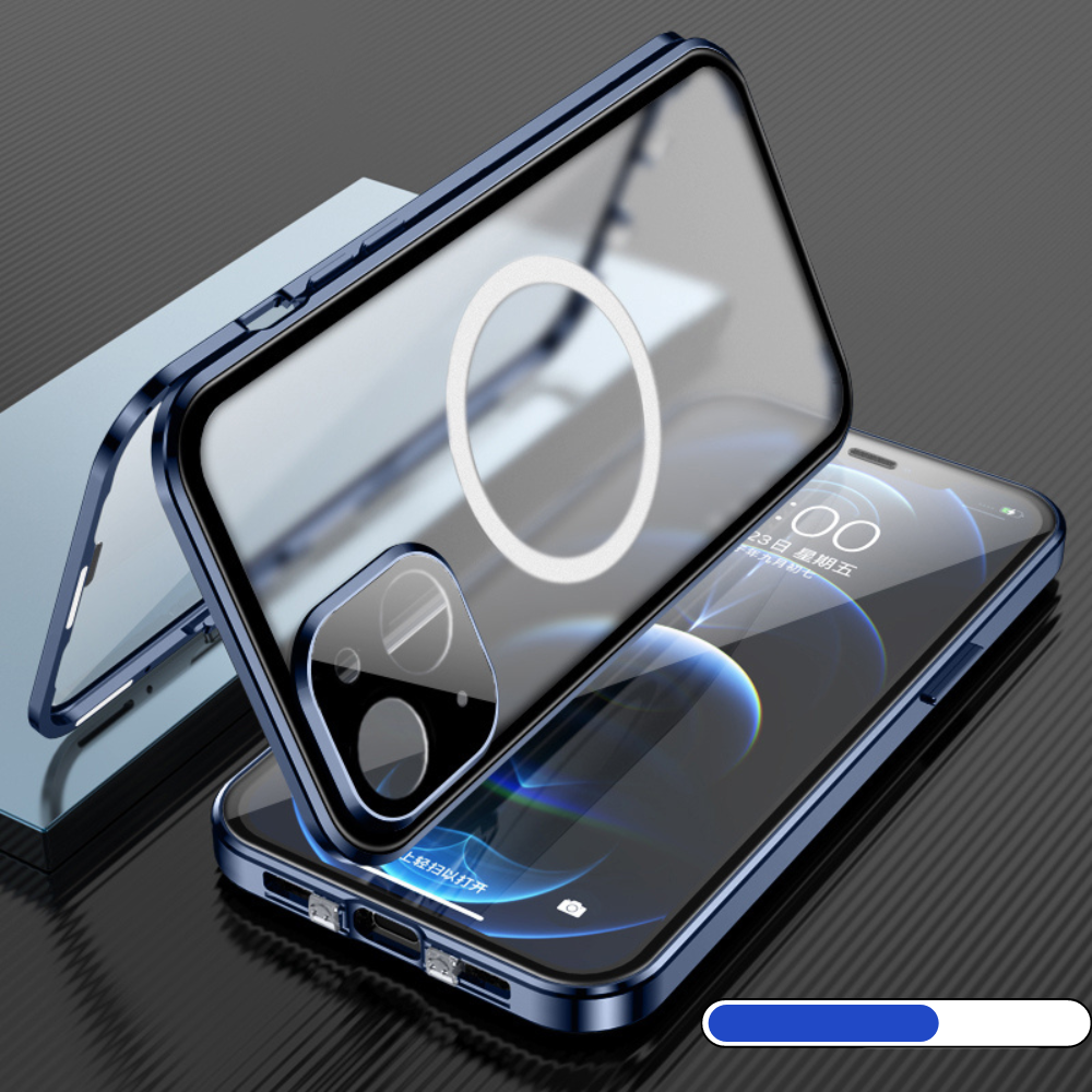 Premium iPhone Case MagSafe Compatible Transparent Full Body Aluminum Frame Tempered Glass Shockproof Protective Cover Camera Lens Protection