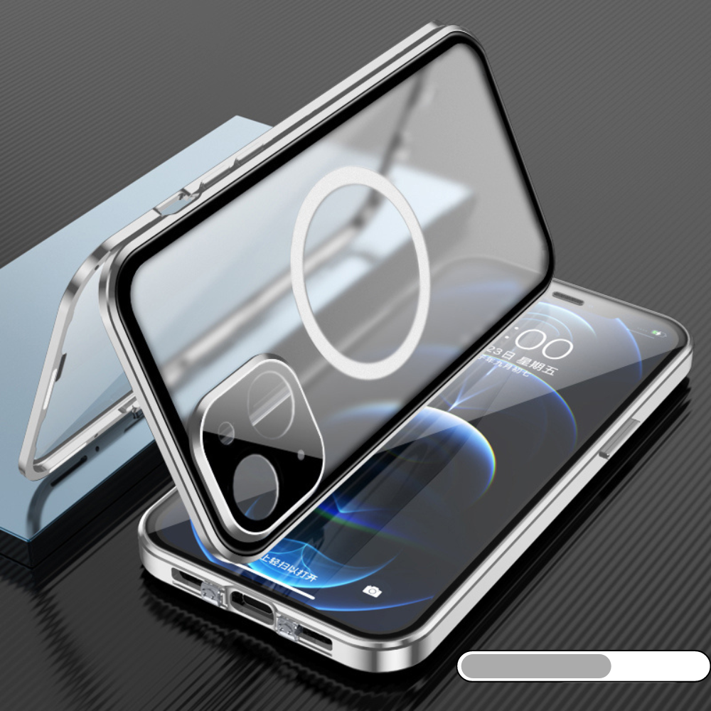 Premium iPhone Case MagSafe Compatible Transparent Full Body Aluminum Frame Tempered Glass Shockproof Protective Cover Camera Lens Protection