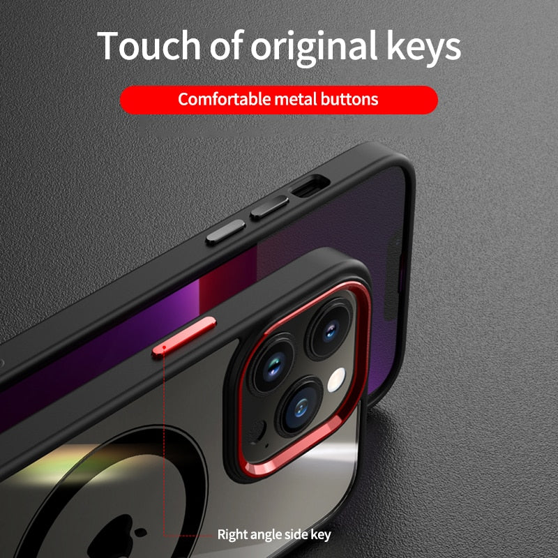 Premium iPhone Case MagSafe Compatible Transparent Hybrid Shockproof Protective Cover Clear HD Design Camera Lens Protection Slim Profile