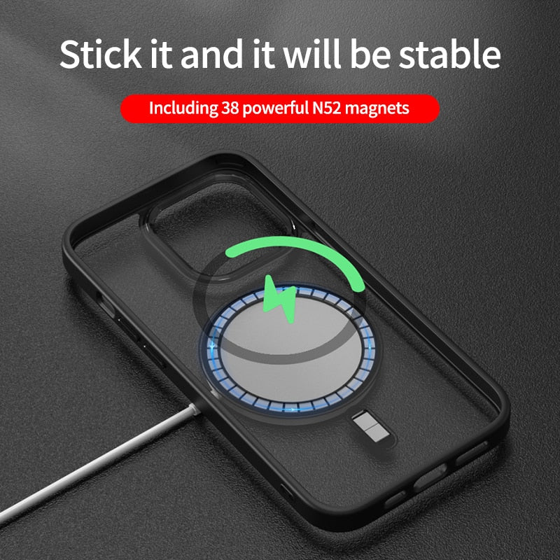 Premium iPhone Case MagSafe Compatible Transparent Hybrid Shockproof Protective Cover Clear HD Design Camera Lens Protection Slim Profile