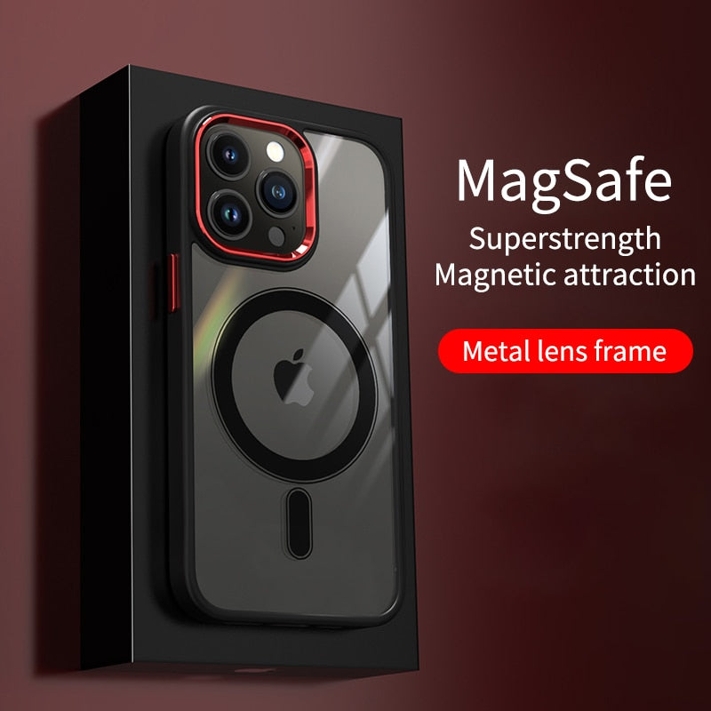 Premium iPhone Case MagSafe Compatible Transparent Hybrid Shockproof Protective Cover Clear HD Design Camera Lens Protection Slim Profile